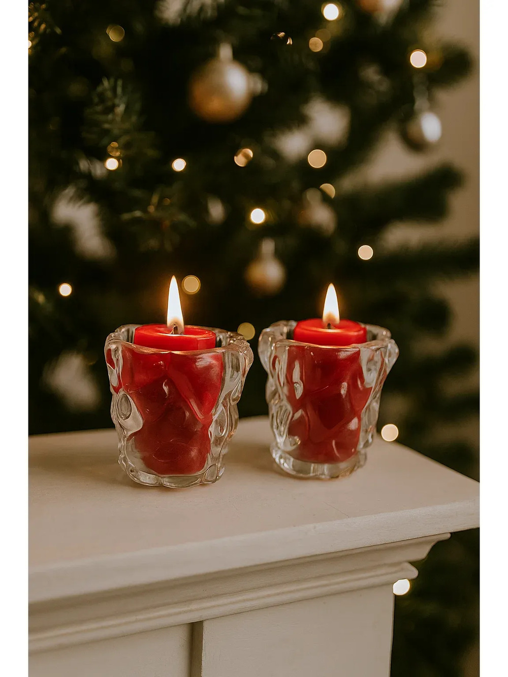 Partylite Glacier Lights Votive Candle Holders Set Of 2 Clear Glass Retired